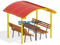 Стол и лавки под навесом МАФ 4005 в Сургуте