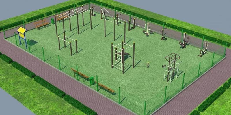 Проект спортивной воркаут площадки с уличными тренажерами - 1467400 рублей в Сургуте