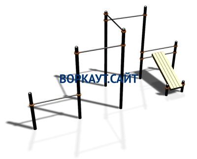 Воркаут комплекс разноуровневых турников со скамьей для пресса ВС-37 в Сургуте