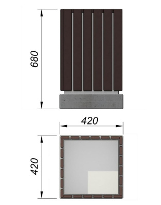Урна деревянная квадратная с бетонным основанием МАФ 1633 в Сургуте