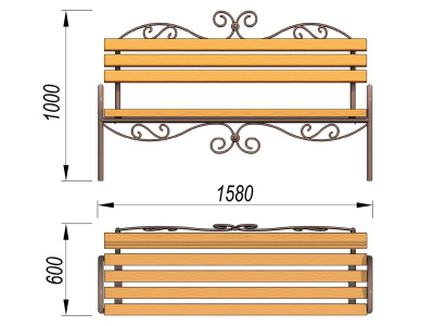 Лавочка кованная МАФ 1606 в Сургуте