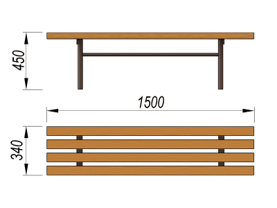 Лавочка без спинки МАФ 1601 в Сургуте