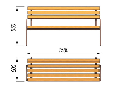 Парковая лавочка со спинкой МАФ 1605 в Сургуте