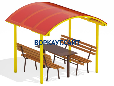 Стол и лавки под навесом МАФ 4005 в Сургуте